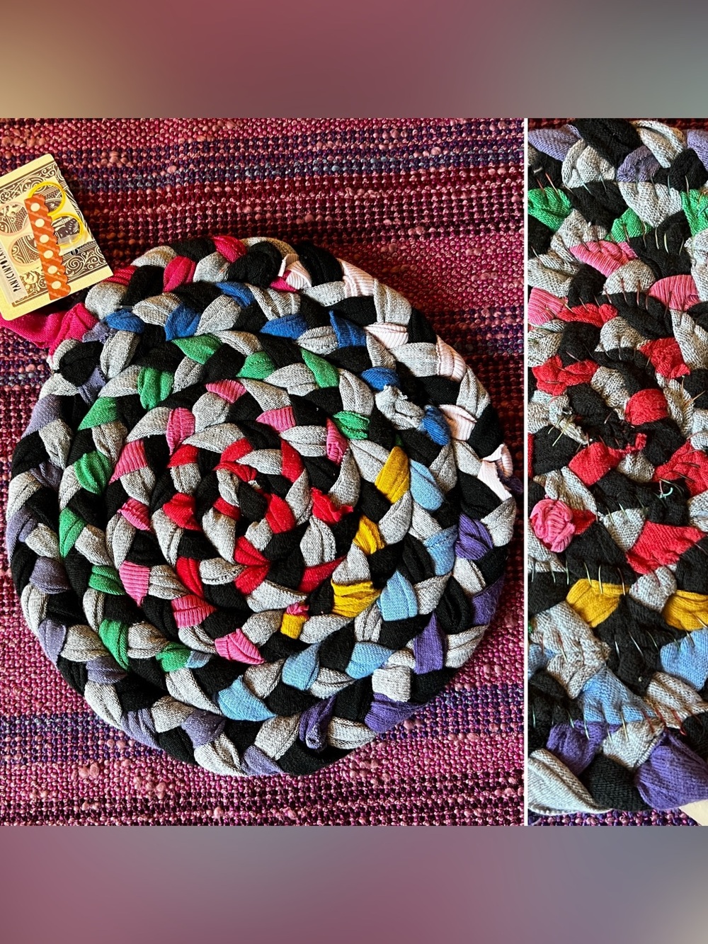 Braided Trivet Potholder - Rainbow Braid